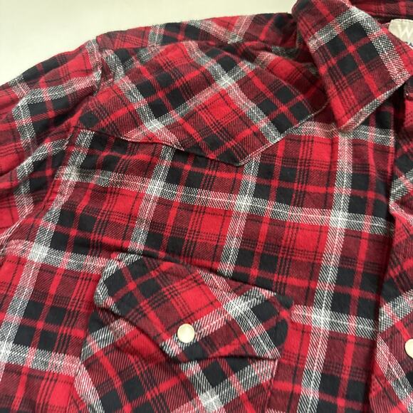 VTG Wrangler Wrancher Cowboy Shirt Men XL Red Plaid Pearl Snap Flannel Western - Picture 4 of 11